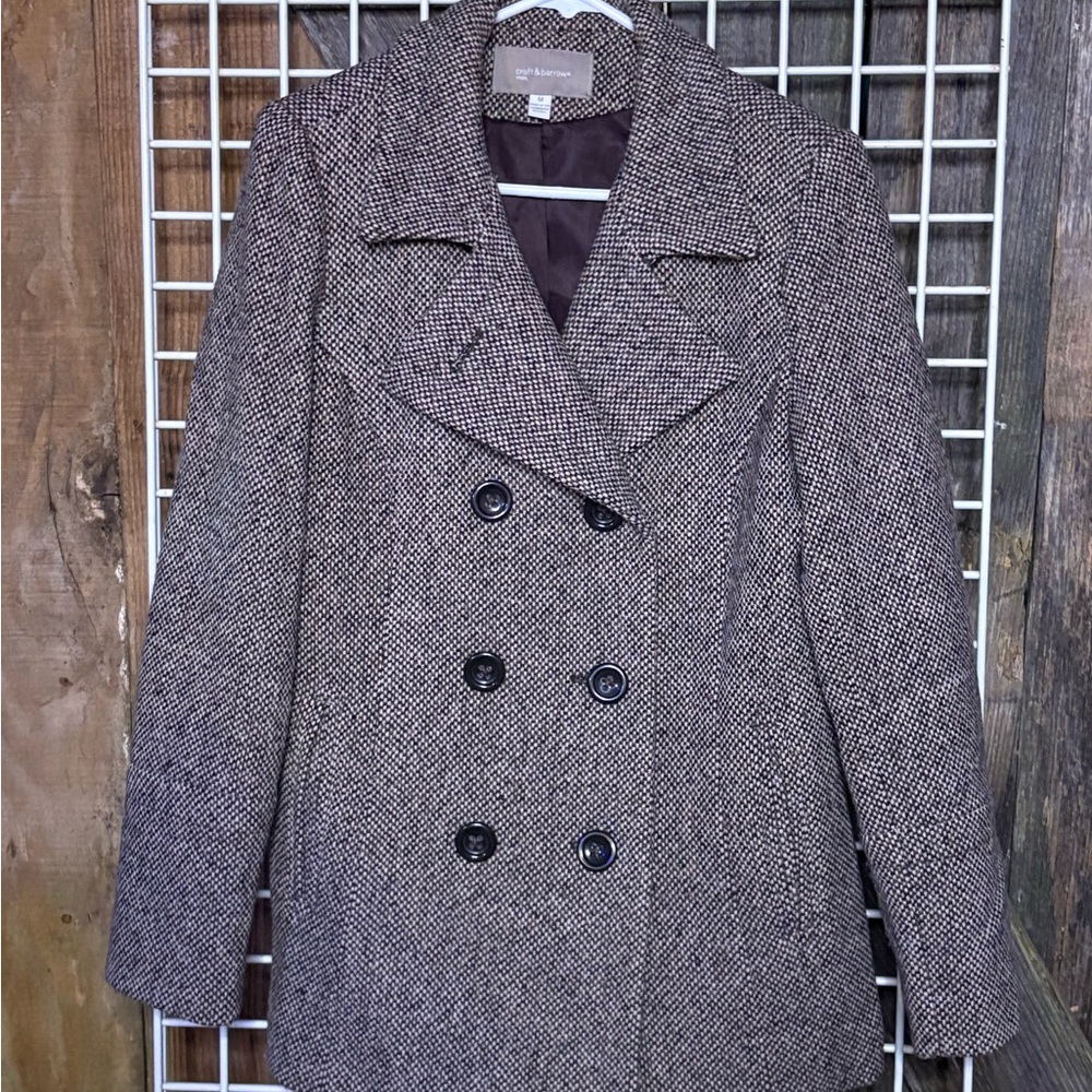 Croft & Barrow Black and White Tweed Pea Coat